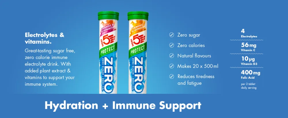 HIGH5 ZERO Electrolyte Tablets | Hydration Tablets Enhanced with Vitamin C | 0 Calories & Sugar Free | Boost Hydration Performance & Wellness | Blackcurrant 160 Tablets (20x Pack of 8) Blackcurrant 20 Count (Pack of 8) - ZERO Protect Desktop