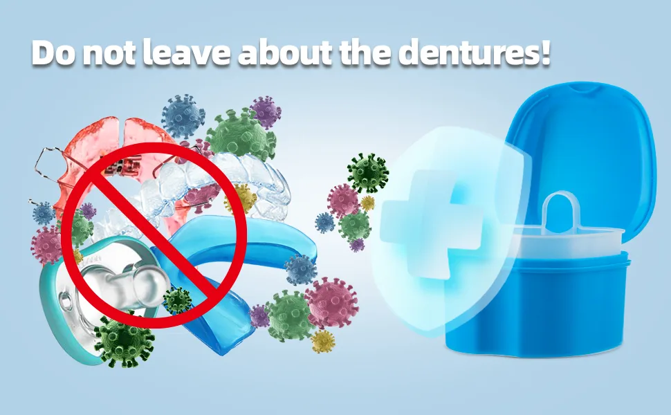 Retainer Case Portable Denture Box Easy-Clean - Do not leave about the dentures!