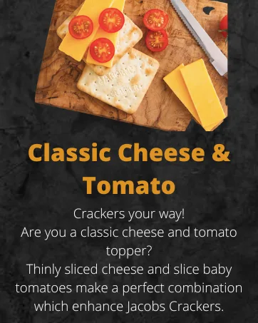 Jacob's Savours Flavours Assortment Selection Boxes of Crackers for Cheese 250 g (Pack of 4) Favourites - Classic Cheese & tomato