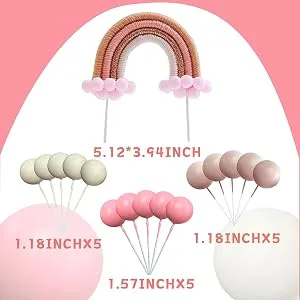 JeVenis 16 PCS Boho Cake Topper Boho Rainbow Cake Decorations Boho Cake Topper Girls Birthday Baby Shower Cake Topper Pink1 - product information 14