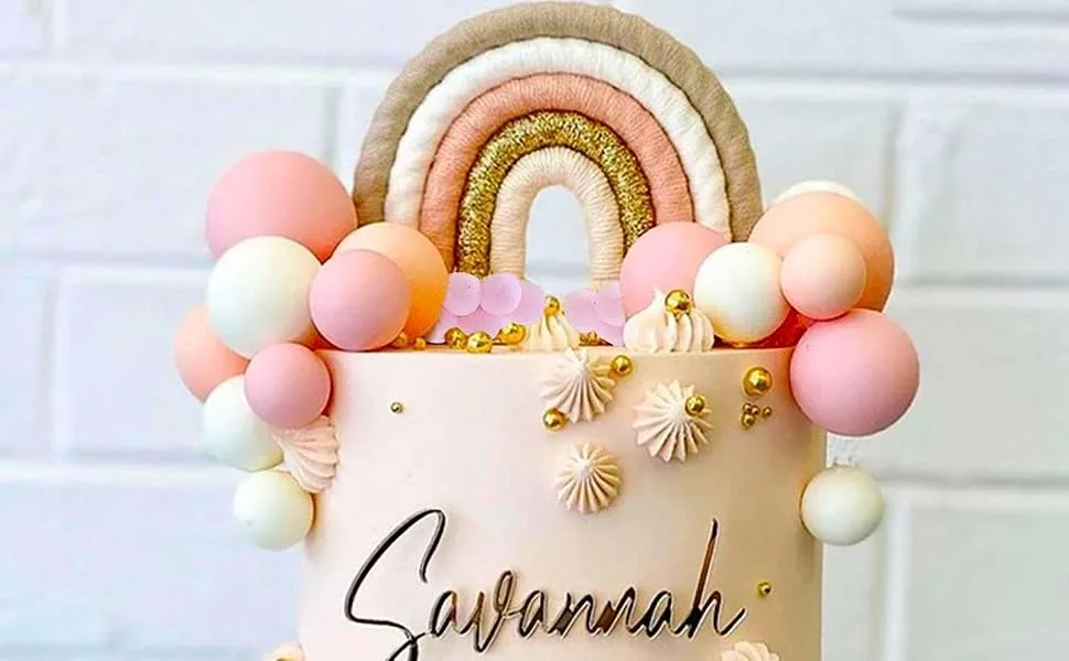 JeVenis 16 PCS Boho Cake Topper Boho Rainbow Cake Decorations Boho Cake Topper Girls Birthday Baby Shower Cake Topper Pink1 - product information 17