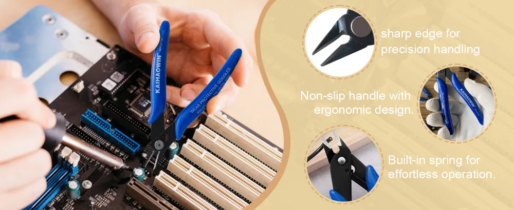Small Wire Cutters 10 Pack KAIHAOWIN 170 Wire Flush Cutters Wire Clippers Nippers Clean Cut Pliers Side Cuttes Diagonal Cutting Pliers for Electronic Floral Heating Wire Model Sprue Soft Copper Blue - wire cutter feature