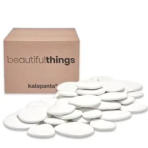 Kalapanta - Large size recycled plastic decorative pebbles for pots paint aquariums garden mini pack rock painting white (5-8cm) | Mini-pack - box l