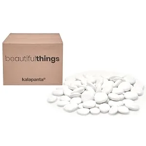 Kalapanta - Large size recycled plastic decorative pebbles for pots paint aquariums garden mini pack rock painting white (5-8cm) | Mini-pack - box s