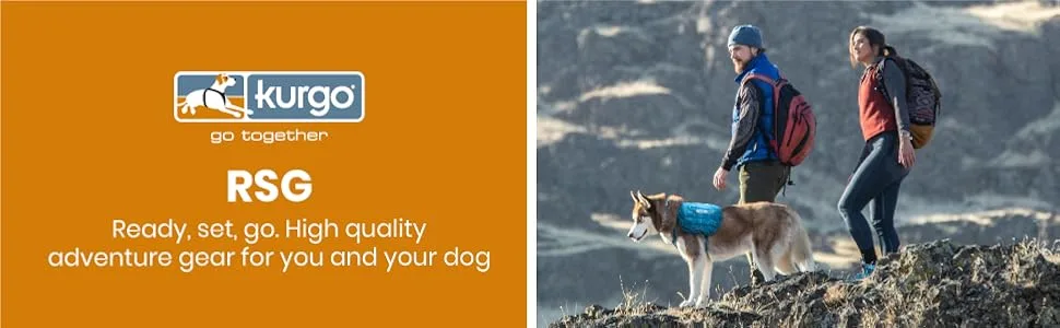 Kurgo RSG Dog County Harness Comfortable Padded Dog Hiking Harness Adjustable MOLLE Compatible Medium-Coastal Blue Medium County Harness Coastal Blue - Kurgo