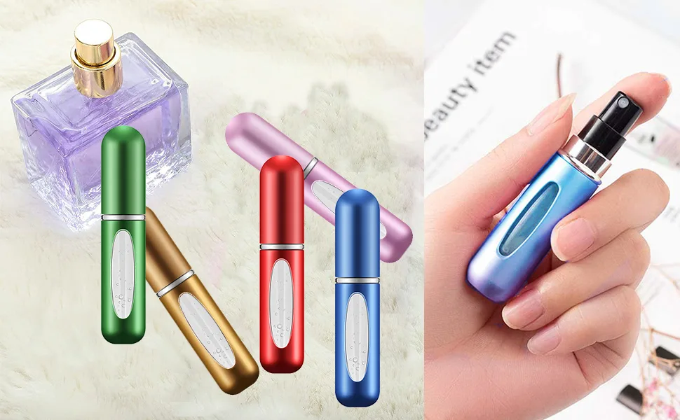 Leikedun 5 PCS Perfume Atomiser Bottles 5ml Mini Refillable Spray Portable Liquid Bottle with Visual Window Empty Travel Bottle for Purse Handbag Pocket Luggage - product information 16