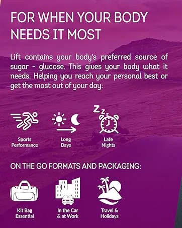 Lift | Fast-Acting Glucose Energy Juice Shots | Very Berry | 12 Pack of 60 ml Bottles - lift info