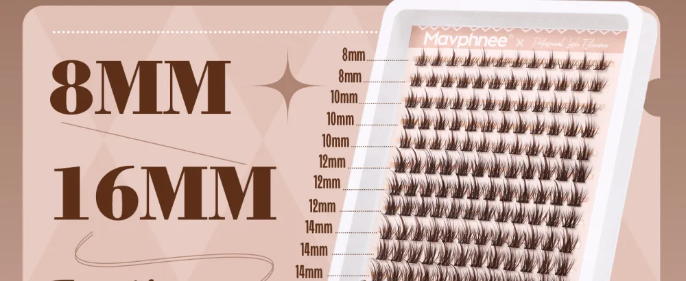 Brown Lash Clusters 168 Pcs Natural Looking 8-16MM Eyelash Individuals C Curl Wispy Brown Lash Extensions Fluffy DIY False Eyelashes at Home by Mavphnee - brown cluster eyelashes