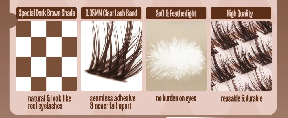Brown Lash Clusters 168 Pcs Natural Looking 8-16MM Eyelash Individuals C Curl Wispy Brown Lash Extensions Fluffy DIY False Eyelashes at Home by Mavphnee - brown eyelash extensions