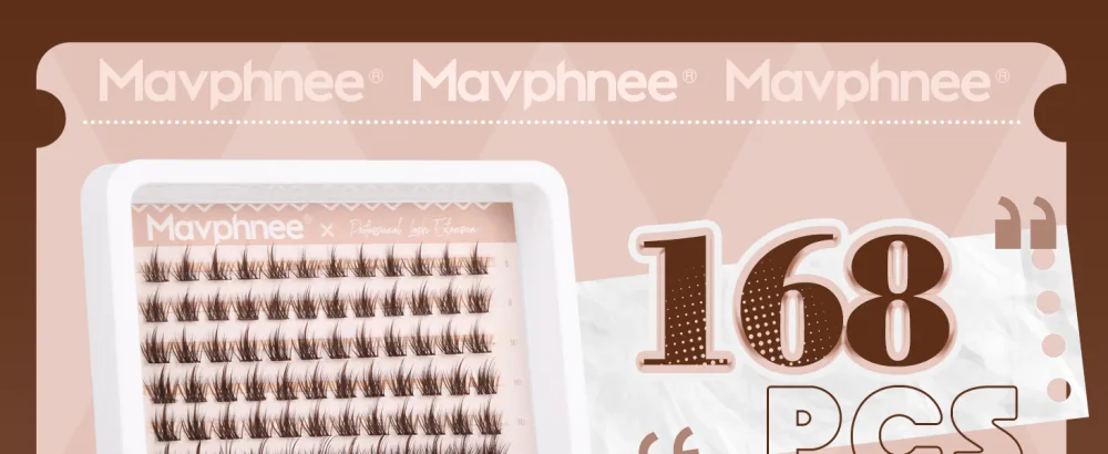 Brown Lash Clusters 168 Pcs Natural Looking 8-16MM Eyelash Individuals C Curl Wispy Brown Lash Extensions Fluffy DIY False Eyelashes at Home by Mavphnee - brown lash clusters
