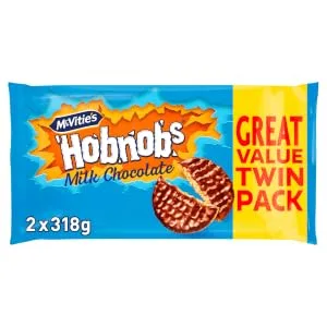 McVitie's Milk Chocolate Hobnobs Twin Pack 2 x 262g (Pack of 6) - Hobnobs Twin Pack