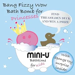 Mini U Bath Bomb Pack of 6 300 g Blue - princess, bath, bomb, bathtime, colour, fizz, water, play, gentle, sensitive, sponge, toy, surprise