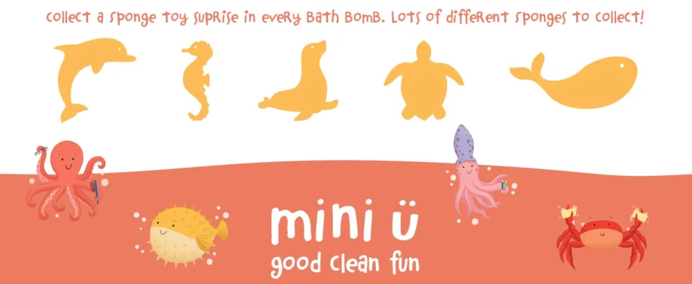 Mini U Bath Bombs 6 Pack - Kids Christmas Stocking Filler - Bath Time Gift Orange - bath bombs for kids