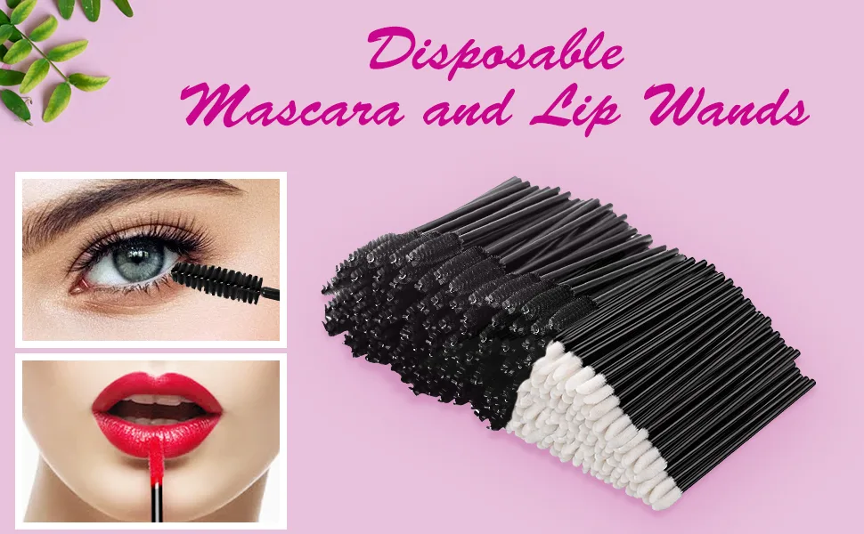 200 PCS Disposable Mascara and Lip Wands MORGLES 100 Pcs Disposable Eyelash Mascara Wands Brushes 100 Pcs Disposable Lip Gloss Wands Lipstick Applicators - lip brush