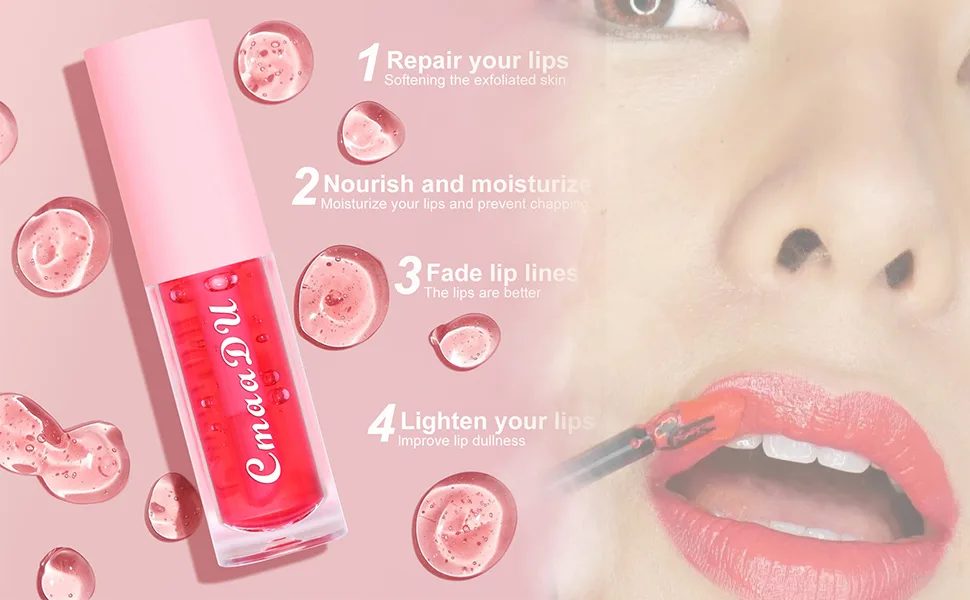 Mrettick Hydrating Lip Glow Oil 6 Pack Moisturizing Lip Balm Fruit-Flavored Lip Gloss Set Lip Care Kit - Moisturizing non-greasy, nourishing lips, preventing chapped lips, health and safety.
