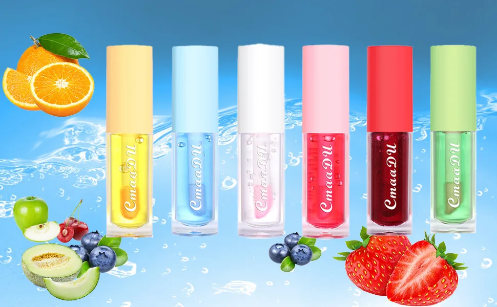 Mrettick Hydrating Lip Glow Oil 6 Pack Moisturizing Lip Balm Fruit-Flavored Lip Gloss Set Lip Care Kit - Temperature and humidity discoloration lip oil, moisturizing, non-greasy, nourishing lips