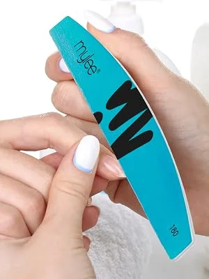 Mylee 3 Pack Double Sided Half Moon Nail File 100/180 Grit - Salon Quality Nails Professional Manicure Tool - Use on Natural Nails or Extensions - nail files