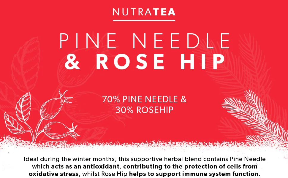 Nutra Tea - Pine Needle & Rosehip Tea | Pine Needle Tea | Pine Tea - 20 Tea Bags - Herbal Tea 20 Count (Pack of 1) - NutraTea Pine Needle & Rose Hip Functional Herbal Tea - Header