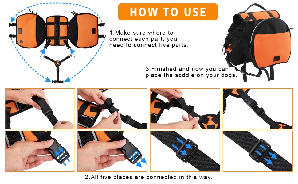 Ownpets Dog Backpack Saddlebag with Adjustable Strap Waterproof and Lightweight Dog Saddle Bag Harness Dog Pack Hound for Camping Traveling and Hiking M size - dog saddle bags large