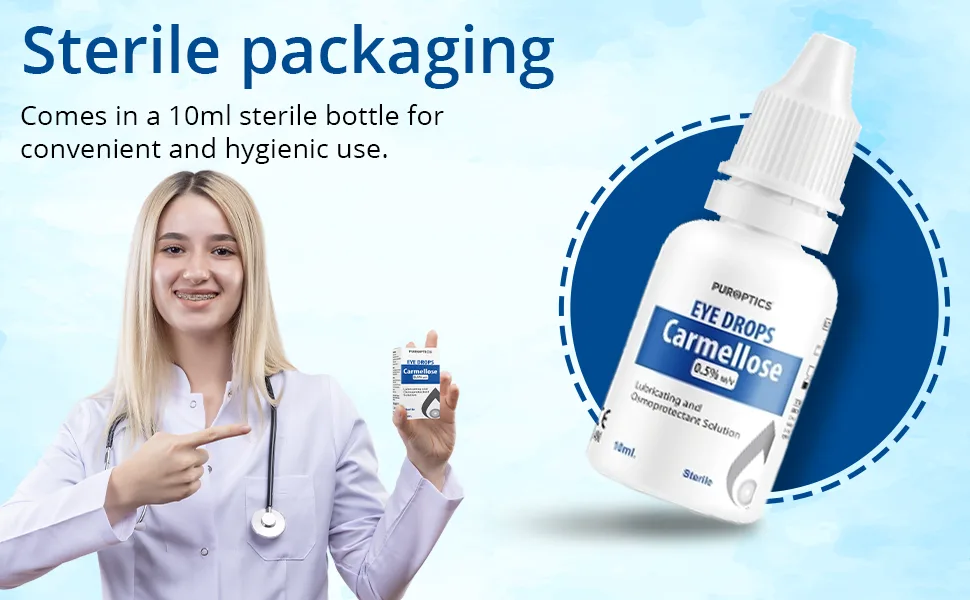 PUROPTICS Carmellose 0.5% Lubricant Eye Drops for Dry Eyes and Irritated Eyes 10ml (Pack of 1) - Eye Drops