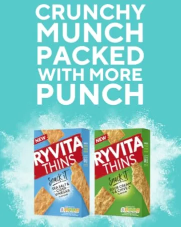 Ryvita Crispy Snacks Twin Pack Topped with Milk Chocolate 24 x Twin Pack Chocolate 26G (PACK OF 24) - New Snack it Thins