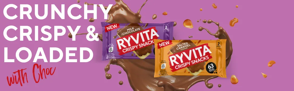 Ryvita Crispy Snacks Twin Pack Salted Caramel Flavour 24 x Twin Pack SALTED CARAMEL Flavour 26G (PACK OF 24) - Crispy Snacks