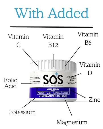 SOS Hydration Electrolyte Powder (Stick Packets (8 Servings) Mango) Mango Stick Packets (8 Servings) - with added