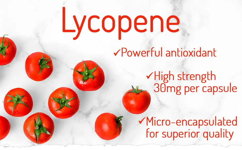 Lycopene 30mg per Capsule Stabilized Microencapsulated Formula Tomato Extract Vegan Zero Additives (120 Capsule Pouch) 120 count (Pack of 1) - Lycopene