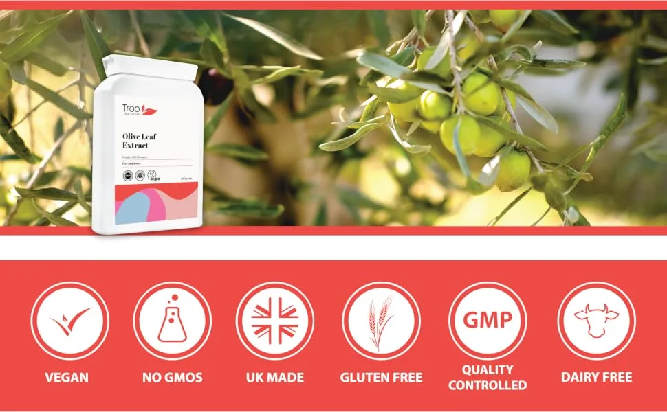 Olive Leaf Extract Capsules - 60 Count with 6750mg per Cap - Daily Immune Support Supplement with 20% Oleuropein - Olive Leaf Extract Supplement