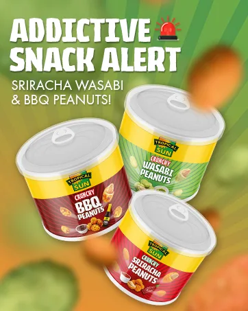 Tropical Sun Buffalo Wing Flavour Almonds in Tins 140G (Pack of 6) - Tropical Sun Peanuts