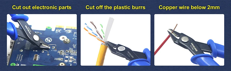 VCELINK Side Cutters Wire Cutters Precision Flush Cutters Small Cable Snips Diagonal Pliers Ideal for Electronic Industry Repair Jewelry Processing DIY Model Making 129mm Blue 1 Pack - Wire Cutters