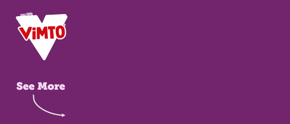 Vimto Original Mixed Fruit Flavoured Lollipops (Jar of 200) - Logo Banner