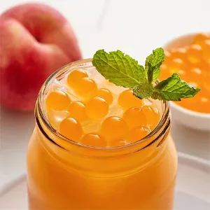 Popping Boba Fruit Flavour Bursting Bubbles 130g | Premium Quality Tapioca Pearls (Assorted (Pack of 3)) - peach