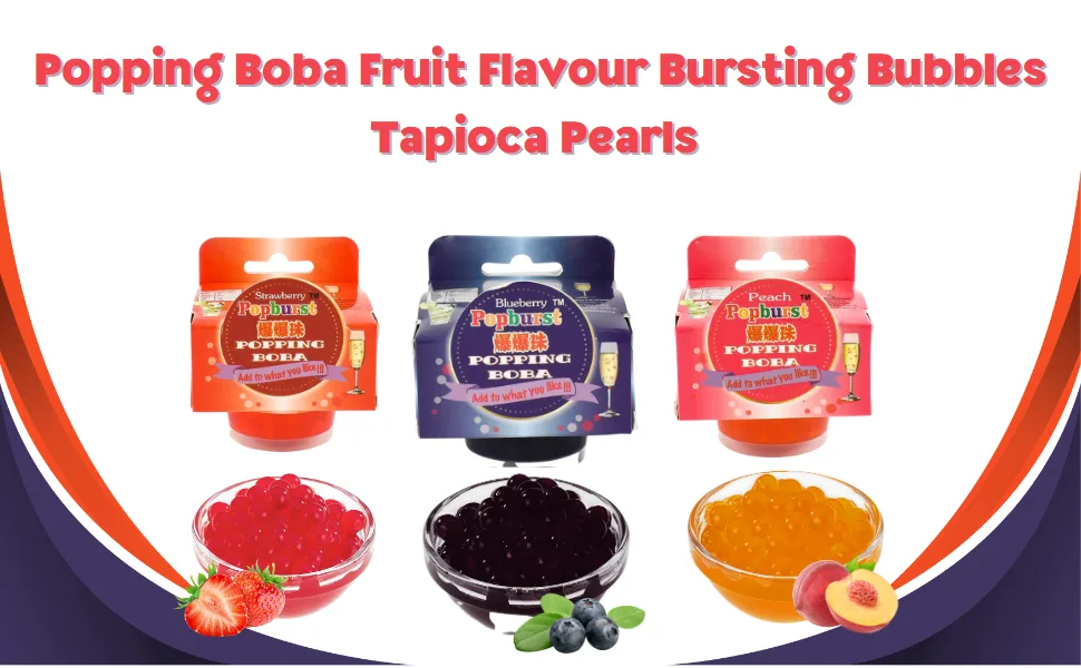 Popping Boba Fruit Flavour Bursting Bubbles 130g | Premium Quality Tapioca Pearls (Assorted (Pack of 3)) - popping boba fruit flavour