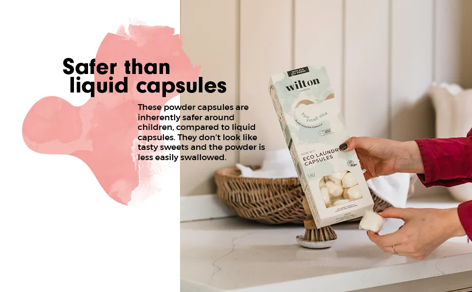 Wilton London Eco Friendly Laundry Capsules 22 Washes - 100% Plastic Free Packaging - Non-Bio - Plant-based & Biodegradable Powder Formula - Essential Oils - Fresh and Longlasting Patchouli Scent - Patchouli Laundry Capsules