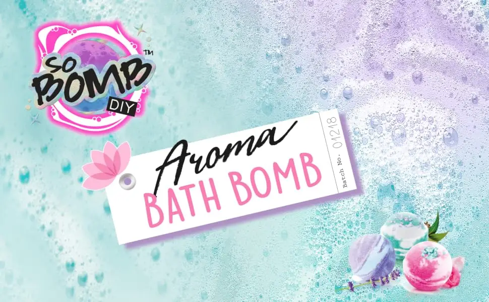 So Bomb DIY Aroma Bath Bombs 3 Pack Colourful Fun + Easy to Make Just Add Water Ready in Under 1 Hour! for Ages 6+ 466 g (Pack of 1) - Aroma Bath Bomb Logo