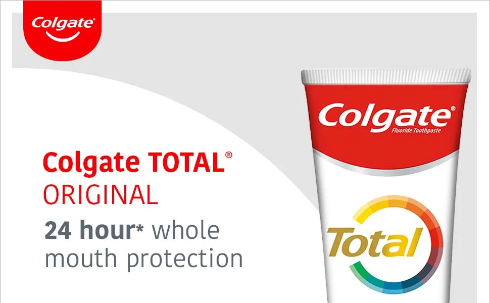 Colgate Total Original Toothpaste size | stronger 24-hour bacterial defence* | long-lasting active protection* | unique dual zinc antibacterial technology | 8 benefits for complete protection 100 ml (Pack of 5) Original - Header 1