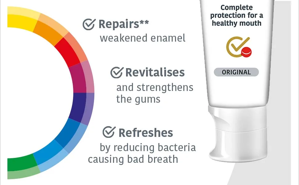Colgate Total Original Toothpaste size | stronger 24-hour bacterial defence* | long-lasting active protection* | unique dual zinc antibacterial technology | 8 benefits for complete protection 100 ml (Pack of 5) Original - header 2