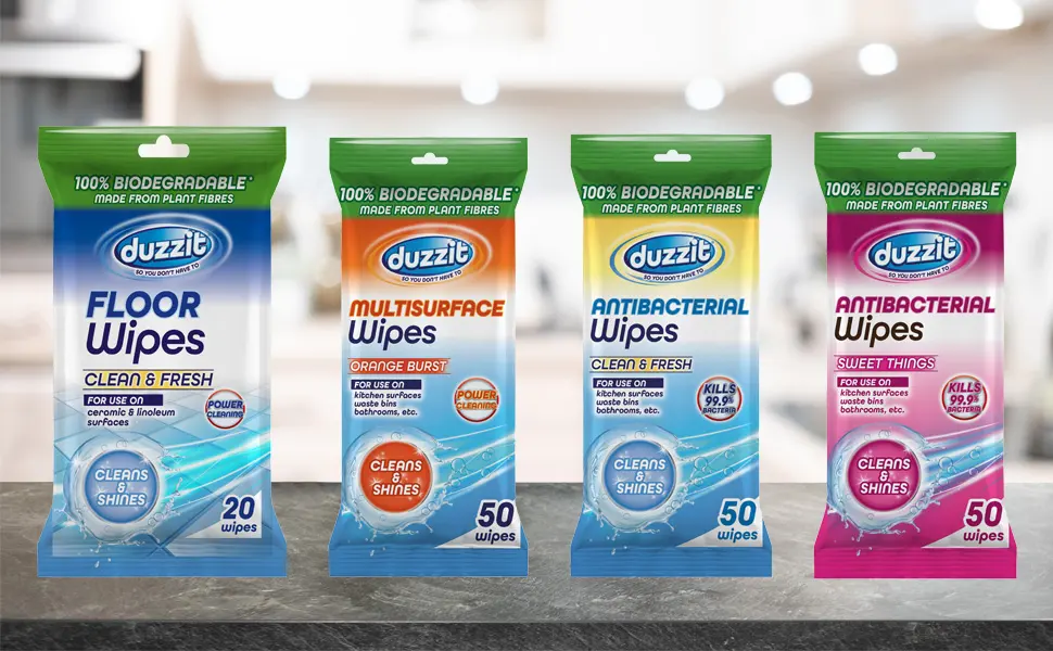 Duzzit Floor Wipes Pack 20 100 Percent Biodegradable Wipes - wipes range