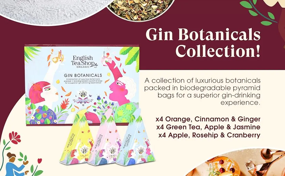 English Tea Shop Organic Gin Botanicals - Multi pack of 3 different types of Natural Botanical Blends - collection breakdown