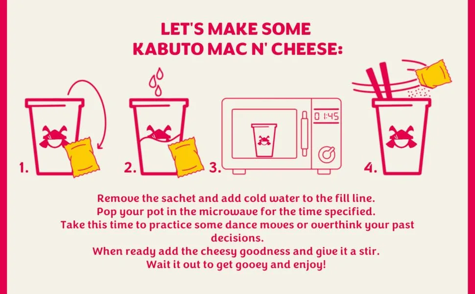 Kabuto Noodles Mac n' Cheese Sriracha Chilli Pack of 6 (6 x 85g Instant Macaroni Cheese Sriracha Chilli Flavour Pots) - how to