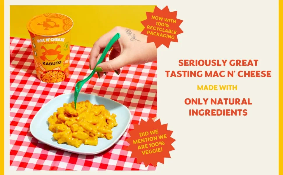 Kabuto Noodles Mac n' Cheese Original Pack of 6 (6 x 85g Instant Macaroni Cheese Original Flavour Pots) - serving