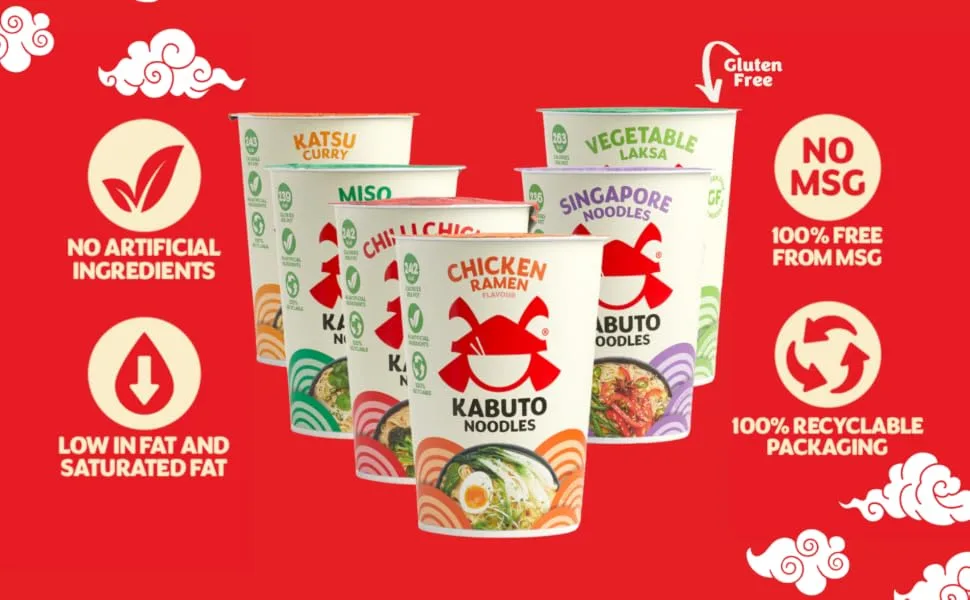 Kabuto Noodles | Mixed Flavours Pack Instant Noodles | Pack of 6 x 85g Instant Pots - taste the range