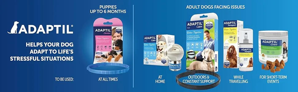 ADAPTIL Calm 30 day Refill helps dog cope with behavioural issues and life challenges - 48 ml (Pack of 1) 30 day refill pack - ADAPTIL product banner