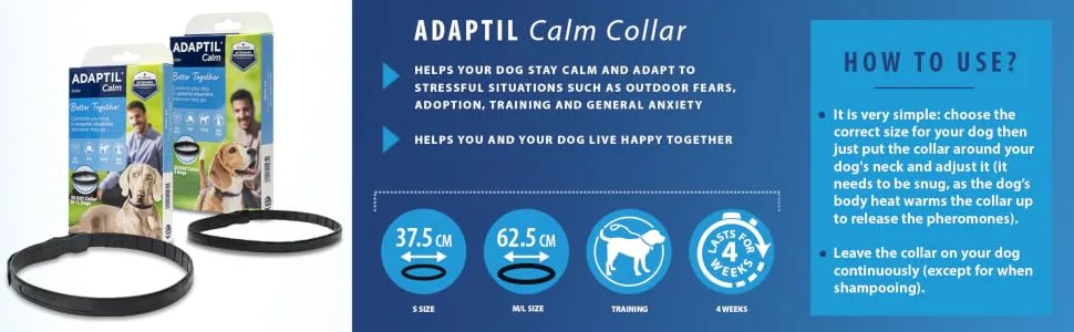 ADAPTIL Calm On-the-Go Collar Helps Dogs Cope with Stress and Anxiety Related Behavioural Issues and Life Challenges Especially When Out and About - Small Dogs (Packing May Vary) Single - Adaptil Calm Collar