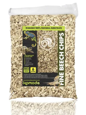 Komodo Coarse Beech Chips Substrate for Reptiles Natural Substrate Reptile Substrate Beech Chips Coarse 6 Litre may vary 6 l (Pack of 1) - Komodo