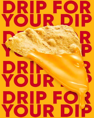 Velveeta Original Melting Cheese Classic Size (32 oz Block) - Chip dripping in queso dip with "drip for your dip" wallpaper