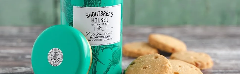 Shortbread House of Edinburgh | Handmade Scottish Shortbread with Stem Ginger | 140g Tin (Pack of 2) - Handmade Scottish Shortbread Biscuits with Warming Stem Ginger