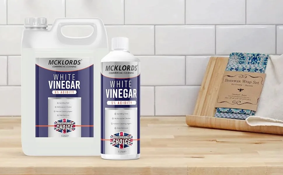 McKLords Commercial - White Vinegar - 5% Acidity | Multi Surface Cleaner - 1 Litre 1 l (Pack of 1) - McKLords Commercial - White Vinegar - 5 Litre