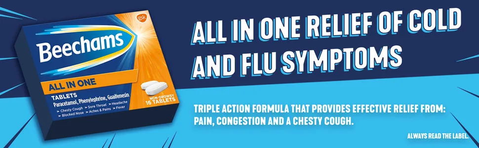 Beechams Cold & Flu Tablets Pain Cough & Congestion Relief Medicine with Paracetamol All in One Tablets 16 Count C&F TABLETS 16 - product information 2
